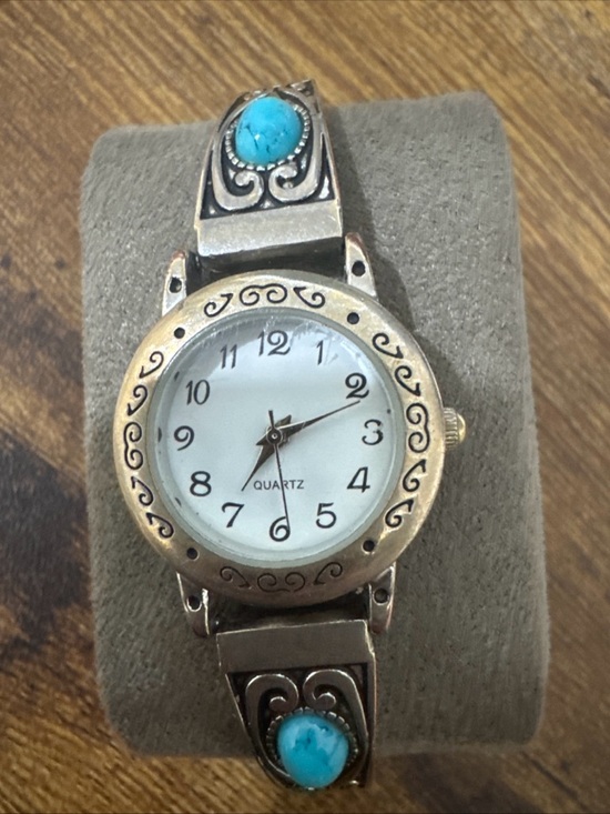 Accutime Accessories - Turquoise Accent Silver-Tone Women's Quartz Watch